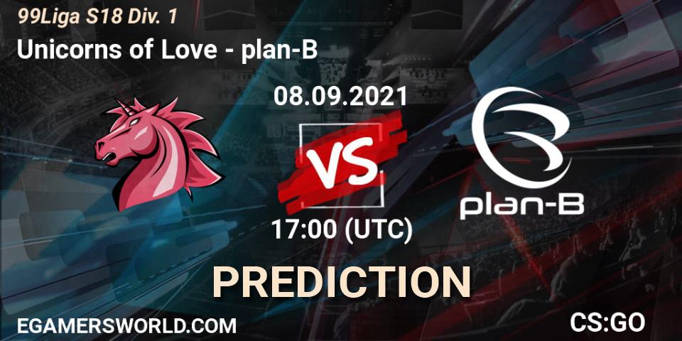 Unicorns of Love - plan-B: Maç tahminleri. 20.10.2021 at 17:00, Counter-Strike (CS2), 99Liga S18 Div. 1