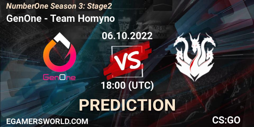 GenOne - Team Homyno: Maç tahminleri. 06.10.2022 at 18:00, Counter-Strike (CS2), NumberOne Season 3: Stage 2