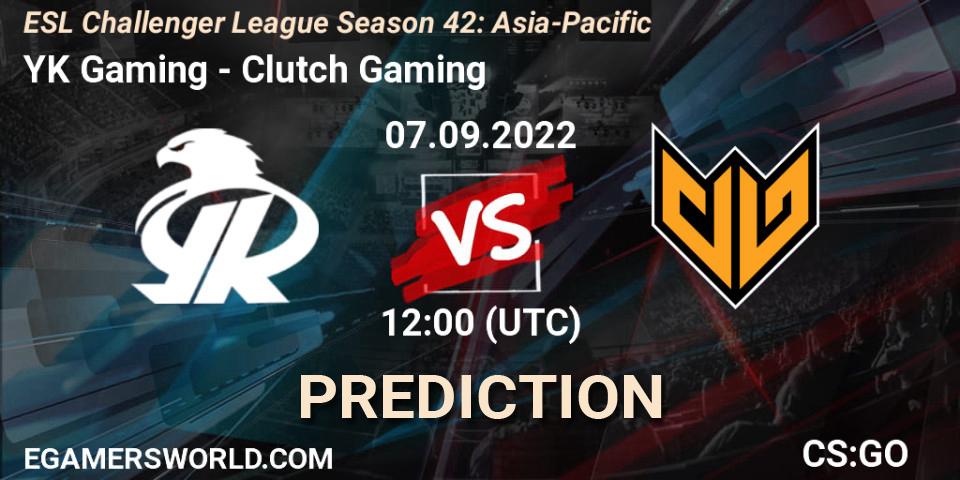 YK Gaming - Clutch Gaming: Maç tahminleri. 07.09.2022 at 12:00, Counter-Strike (CS2), ESL Challenger League Season 42: Asia-Pacific