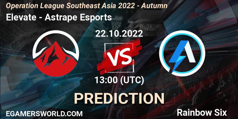 Elevate - Astrape Esports: Maç tahminleri. 23.10.2022 at 13:00, Rainbow Six, Operation League Southeast Asia 2022 - Autumn
