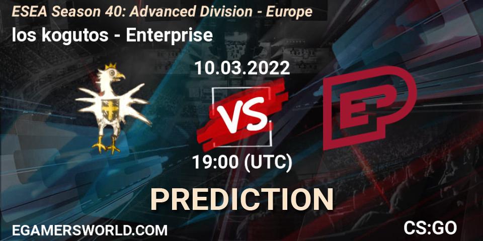 los kogutos - Enterprise: Maç tahminleri. 10.03.2022 at 19:00, Counter-Strike (CS2), ESEA Season 40: Advanced Division - Europe