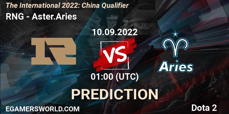 RNG - Aster.Aries: Maç tahminleri. 10.09.22, Dota 2, The International 2022: China Qualifier