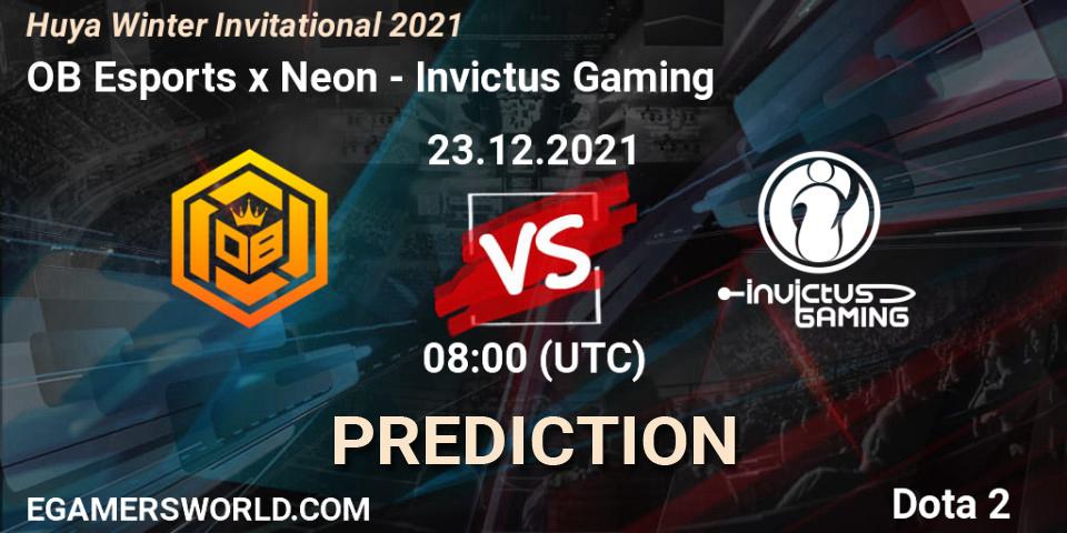 OB Esports x Neon - Invictus Gaming: Maç tahminleri. 23.12.2021 at 08:40, Dota 2, Huya Winter Invitational 2021