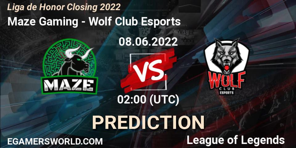 Maze Gaming - Wolf Club Esports: Maç tahminleri. 08.06.2022 at 02:00, LoL, Liga de Honor Closing 2022
