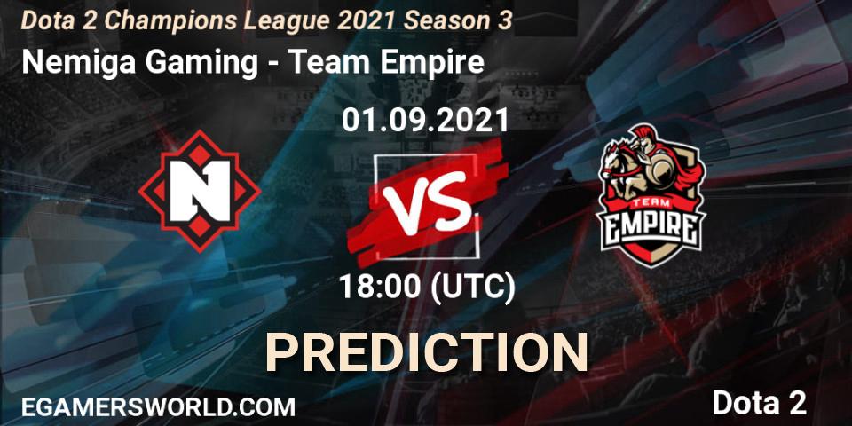 Nemiga Gaming - Team Empire: Maç tahminleri. 03.09.2021 at 12:00, Dota 2, Dota 2 Champions League 2021 Season 3