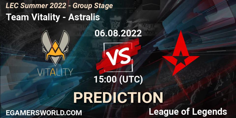 Team Vitality - Astralis: Maç tahminleri. 06.08.2022 at 15:00, LoL, LEC Summer 2022 - Group Stage