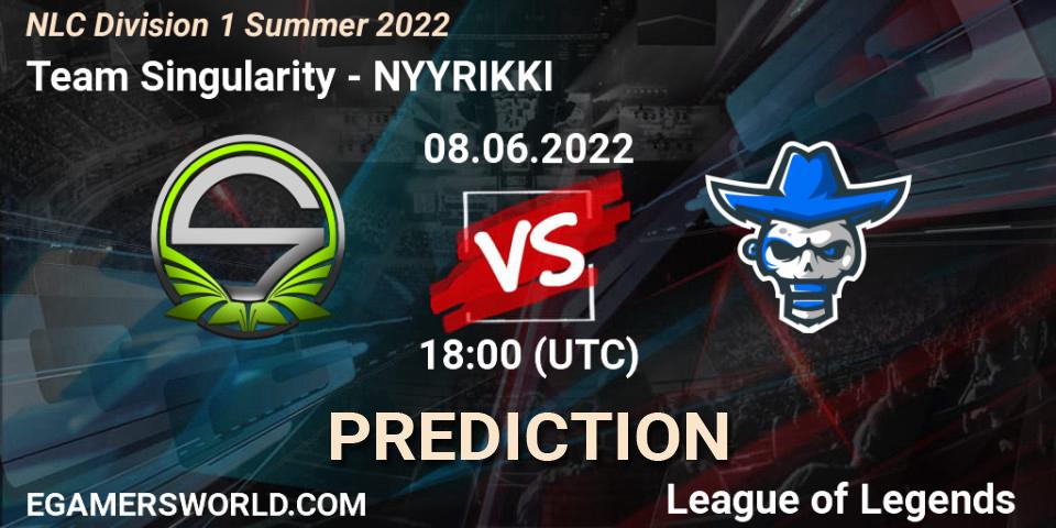 Team Singularity - NYYRIKKI: Maç tahminleri. 08.06.2022 at 19:00, LoL, NLC Division 1 Summer 2022