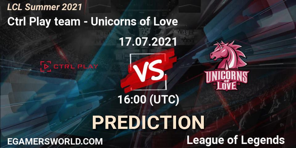 Ctrl Play team - Unicorns of Love: Maç tahminleri. 17.07.2021 at 16:10, LoL, LCL Summer 2021