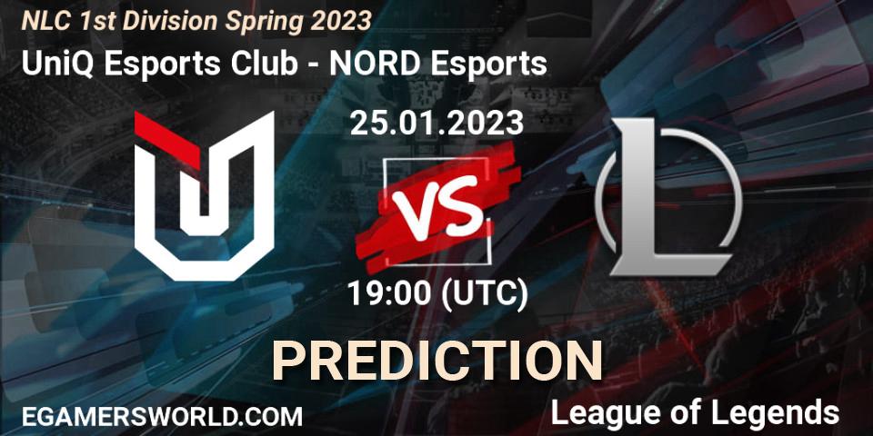UniQ Esports Club - NORD Esports: Maç tahminleri. 25.01.2023 at 19:00, LoL, NLC 1st Division Spring 2023