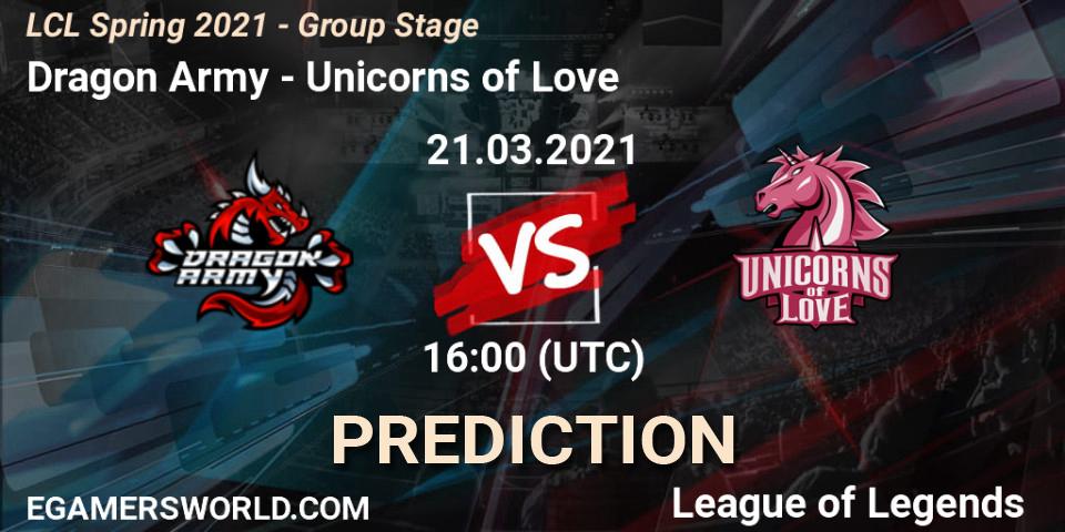 Dragon Army - Unicorns of Love: Maç tahminleri. 21.03.2021 at 16:00, LoL, LCL Spring 2021 - Group Stage
