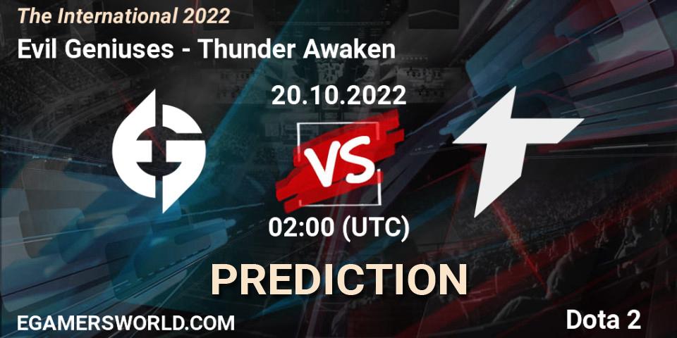 Evil Geniuses - Thunder Awaken: Maç tahminleri. 20.10.22, Dota 2, The International 2022