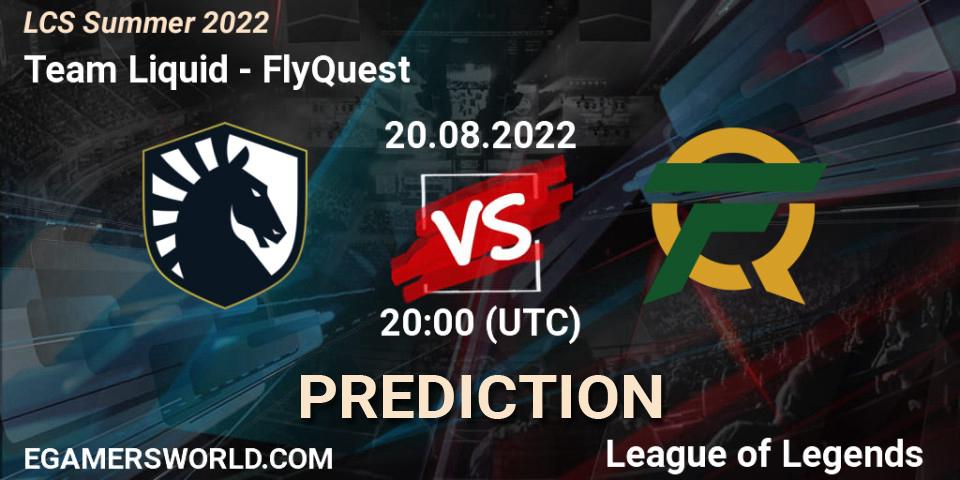 Team Liquid - FlyQuest: Maç tahminleri. 20.08.2022 at 20:00, LoL, LCS Summer 2022