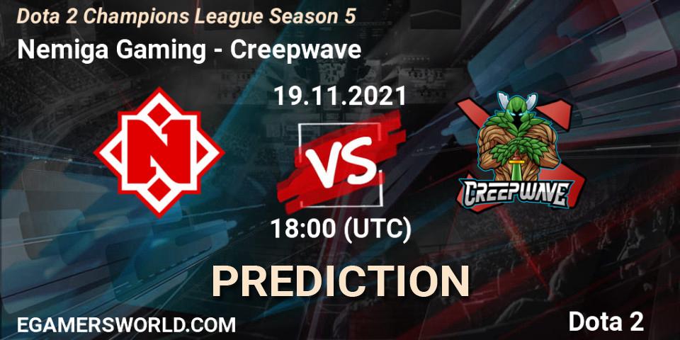Nemiga Gaming - Creepwave: Maç tahminleri. 19.11.2021 at 18:00, Dota 2, Dota 2 Champions League 2021 Season 5