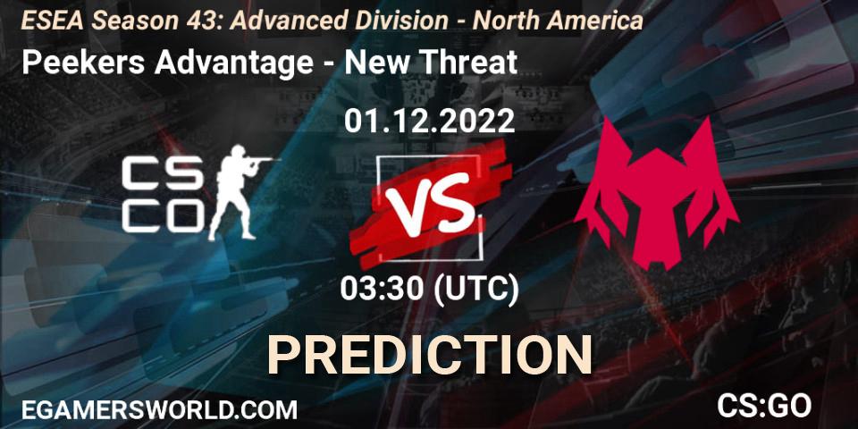 Peekers Advantage - New Threat: Maç tahminleri. 01.12.22, CS2 (CS:GO), ESEA Season 43: Advanced Division - North America