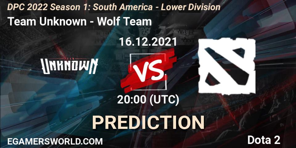Team Unknown - Wolf Team: Maç tahminleri. 16.12.21, Dota 2, DPC 2022 Season 1: South America - Lower Division