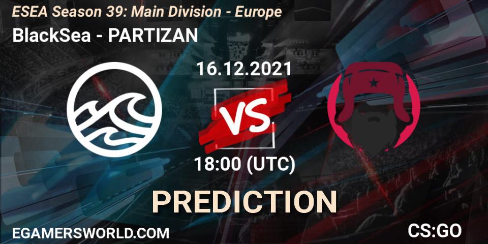 BlackSea - PARTIZAN: Maç tahminleri. 16.12.2021 at 18:00, Counter-Strike (CS2), ESEA Season 39: Main Division - Europe
