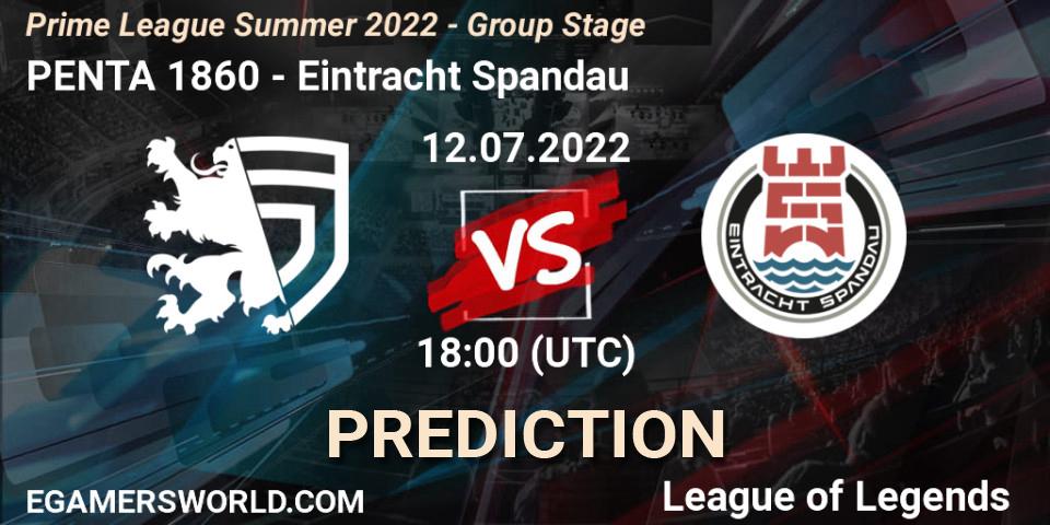 PENTA 1860 - Eintracht Spandau: Maç tahminleri. 12.07.2022 at 19:00, LoL, Prime League Summer 2022 - Group Stage
