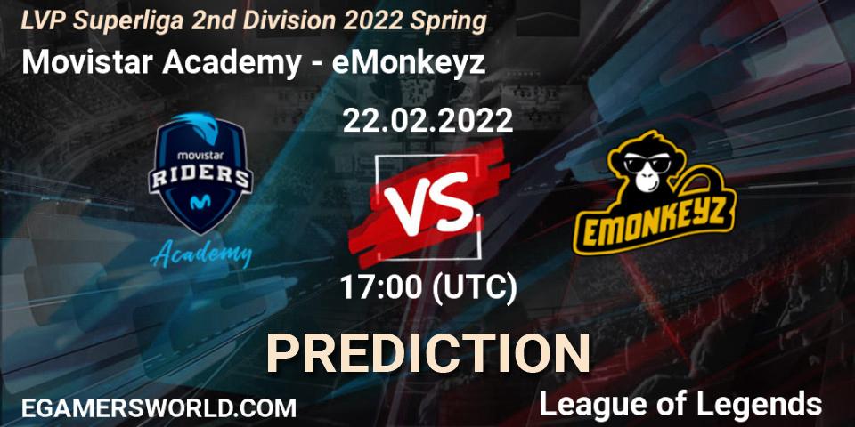 Movistar Academy - eMonkeyz: Maç tahminleri. 22.02.22, LoL, LVP Superliga 2nd Division 2022 Spring