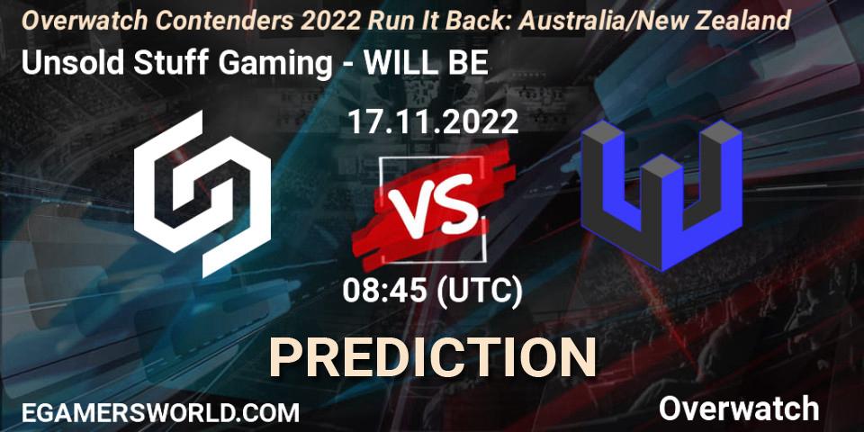 Unsold Stuff Gaming - WILL BE: Maç tahminleri. 17.11.2022 at 08:35, Overwatch, Overwatch Contenders 2022 - Australia/New Zealand - November