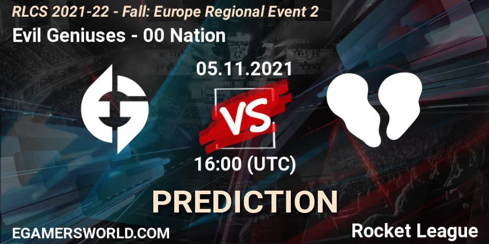 Evil Geniuses - 00 Nation: Maç tahminleri. 05.11.2021 at 16:00, Rocket League, RLCS 2021-22 - Fall: Europe Regional Event 2