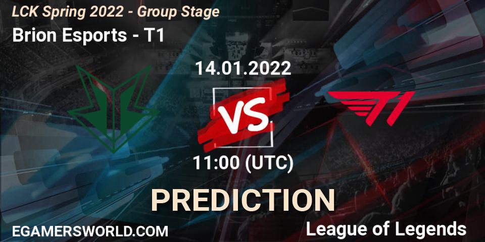 Brion Esports - T1: Maç tahminleri. 14.01.2022 at 11:00, LoL, LCK Spring 2022 - Group Stage