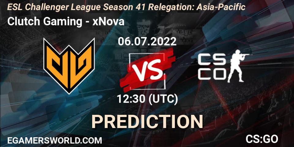 Clutch Gaming - xNova: Maç tahminleri. 06.07.2022 at 12:30, Counter-Strike (CS2), ESL Challenger League Season 41 Relegation: Asia-Pacific