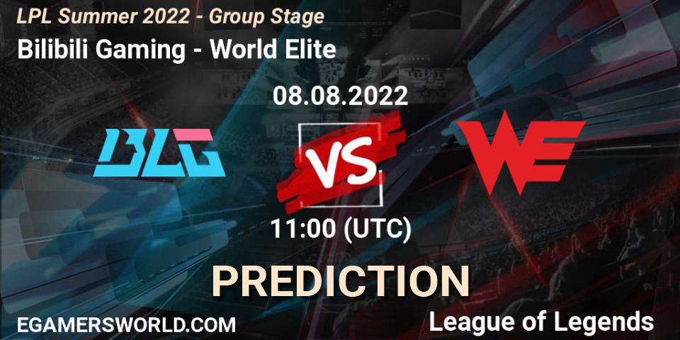 Bilibili Gaming - World Elite: Maç tahminleri. 08.08.22, LoL, LPL Summer 2022 - Group Stage
