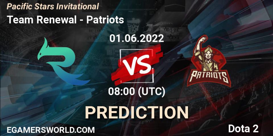 Team Renewal - Patriots: Maç tahminleri. 01.06.2022 at 09:17, Dota 2, Pacific Stars Invitational