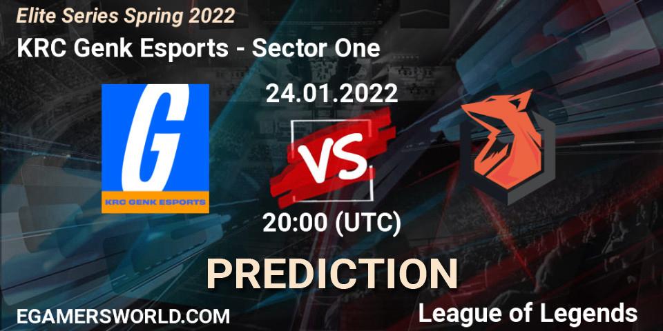 KRC Genk Esports - Sector One: Maç tahminleri. 24.01.2022 at 20:00, LoL, Elite Series Spring 2022