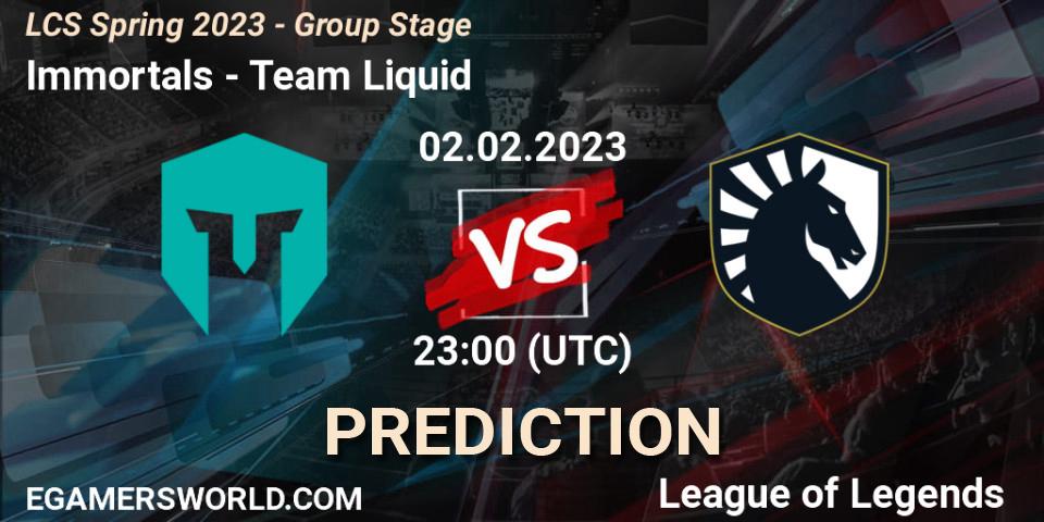 Immortals - Team Liquid: Maç tahminleri. 03.02.2023 at 01:00, LoL, LCS Spring 2023 - Group Stage