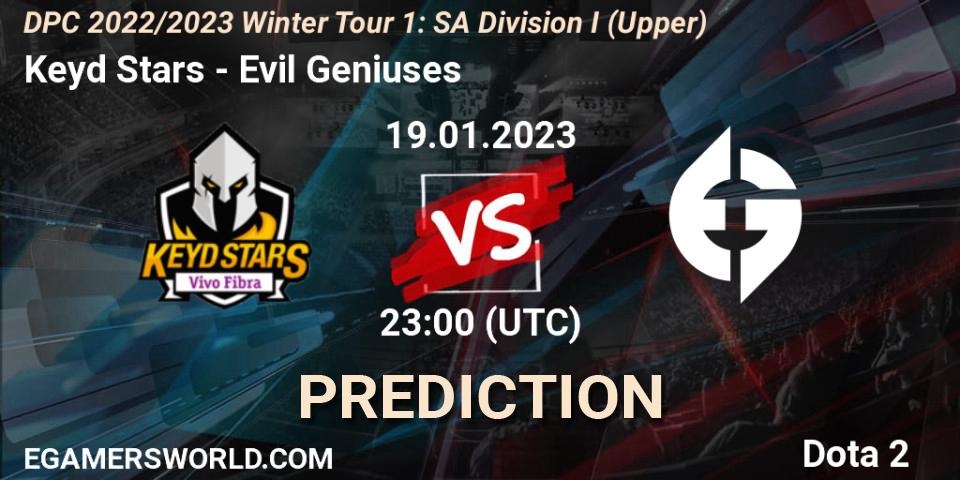 Keyd Stars - Evil Geniuses: Maç tahminleri. 19.01.23, Dota 2, DPC 2022/2023 Winter Tour 1: SA Division I (Upper) 