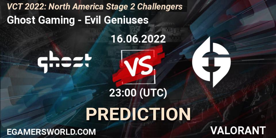 Ghost Gaming - Evil Geniuses: Maç tahminleri. 16.06.2022 at 23:55, VALORANT, VCT 2022: North America Stage 2 Challengers