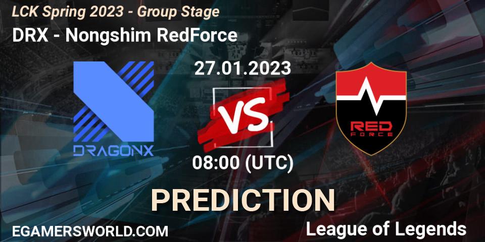 DRX - Nongshim RedForce: Maç tahminleri. 27.01.2023 at 08:00, LoL, LCK Spring 2023 - Group Stage