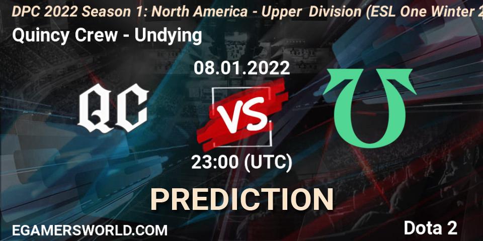 Quincy Crew - Undying: Maç tahminleri. 08.01.2022 at 22:55, Dota 2, DPC 2022 Season 1: North America - Upper Division (ESL One Winter 2021)