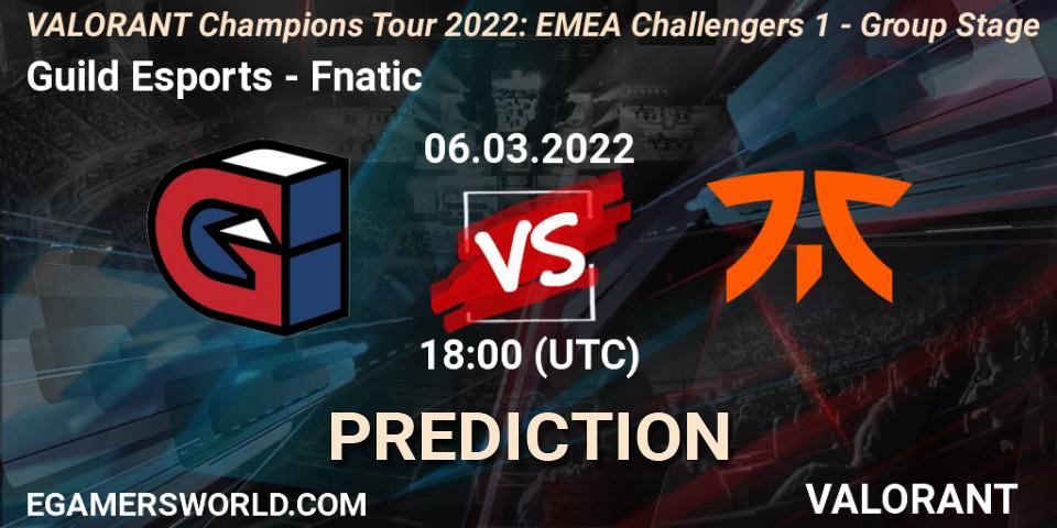 Guild Esports - Fnatic: Maç tahminleri. 16.03.2022 at 17:30, VALORANT, VCT 2022: EMEA Challengers 1 - Group Stage