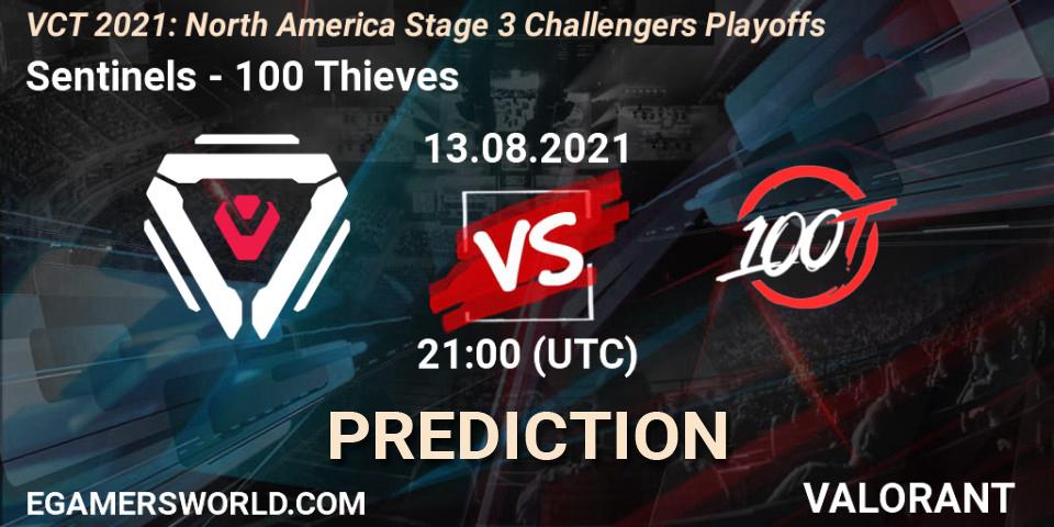 Sentinels - 100 Thieves: Maç tahminleri. 13.08.2021 at 21:00, VALORANT, VCT 2021: North America Stage 3 Challengers Playoffs