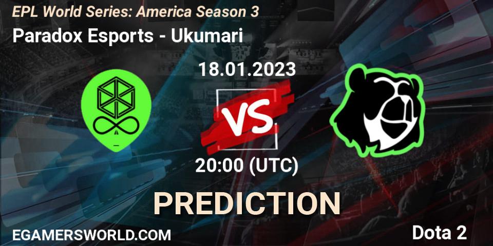 Paradox Esports - Ukumari: Maç tahminleri. 18.01.2023 at 19:59, Dota 2, EPL World Series: America Season 3