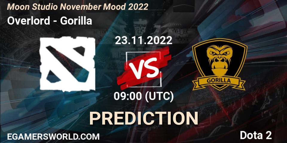 Overlord - Gorilla: Maç tahminleri. 23.11.2022 at 09:00, Dota 2, Moon Studio November Mood 2022