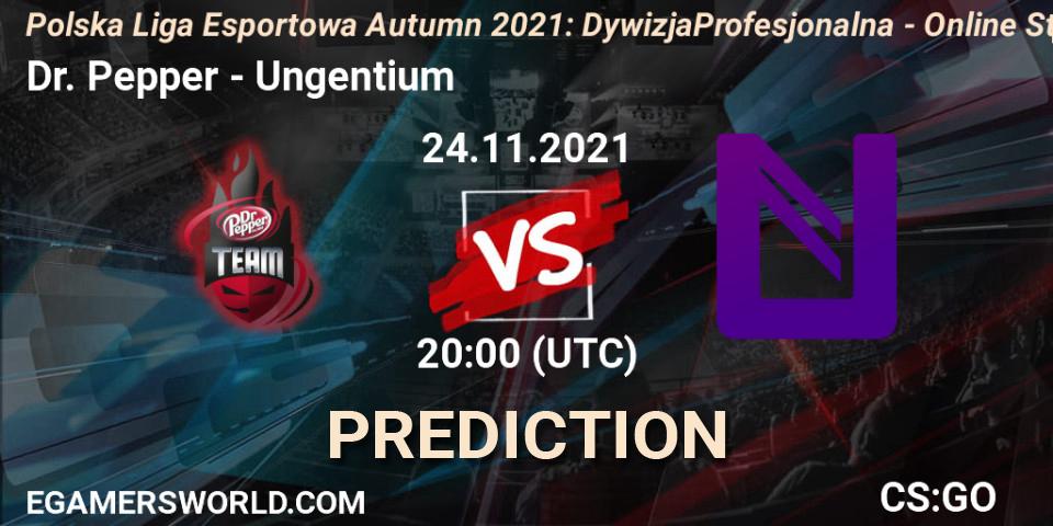 Dr. Pepper - Ungentium: Maç tahminleri. 24.11.2021 at 19:40, Counter-Strike (CS2), Polska Liga Esportowa Autumn 2021: Dywizja Profesjonalna - Online Stage