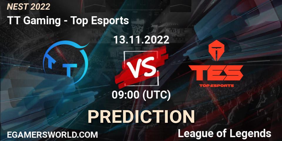 TT Gaming - Top Esports: Maç tahminleri. 13.11.2022 at 10:00, LoL, NEST 2022
