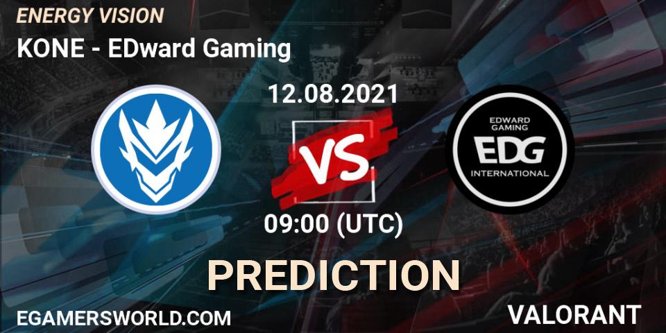 KONE - EDward Gaming: Maç tahminleri. 12.08.2021 at 09:00, VALORANT, ENERGY VISION