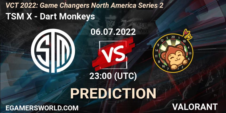 TSM X - Dart Monkeys: Maç tahminleri. 06.07.2022 at 22:30, VALORANT, VCT 2022: Game Changers North America Series 2