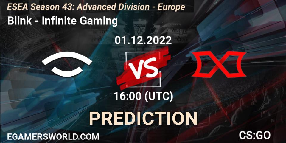 Blink - Infinite Gaming: Maç tahminleri. 01.12.22, CS2 (CS:GO), ESEA Season 43: Advanced Division - Europe