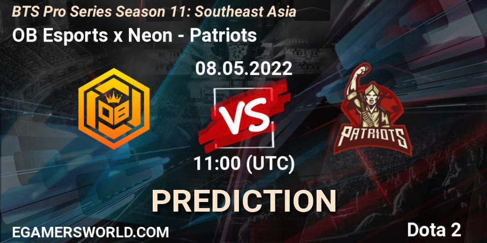OB Esports x Neon - Patriots: Maç tahminleri. 08.05.2022 at 11:18, Dota 2, BTS Pro Series Season 11: Southeast Asia