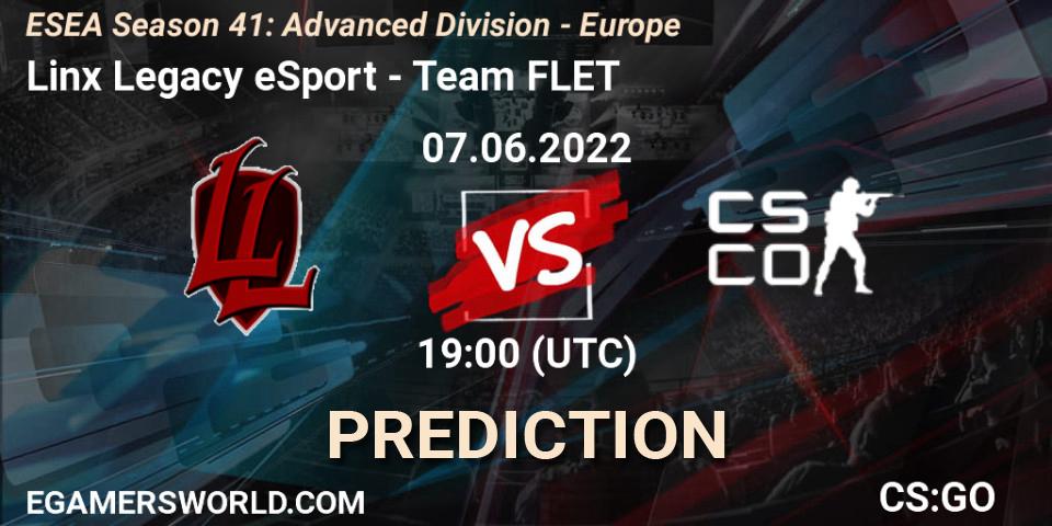 Linx Legacy eSport - Team FLET: Maç tahminleri. 07.06.2022 at 19:00, Counter-Strike (CS2), ESEA Season 41: Advanced Division - Europe