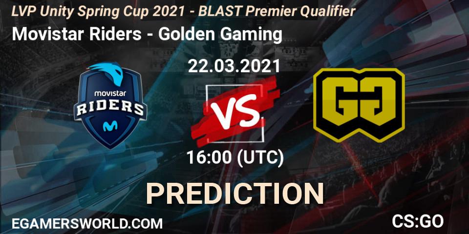 Movistar Riders - Golden Gaming: Maç tahminleri. 22.03.2021 at 16:00, Counter-Strike (CS2), LVP Unity Cup Spring 2021 - BLAST Premier Qualifier