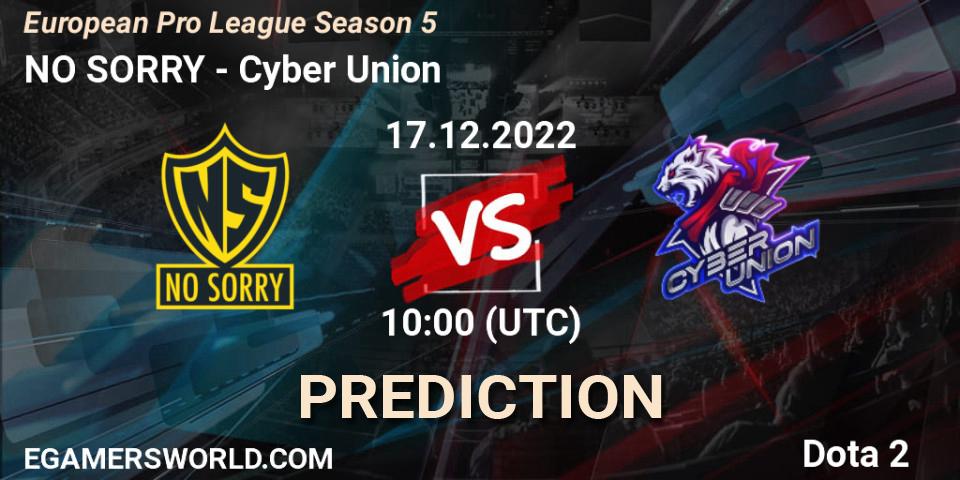 NO SORRY - Cyber Union: Maç tahminleri. 18.12.22, Dota 2, European Pro League Season 5