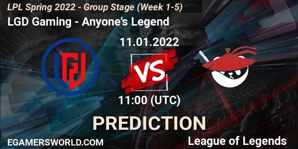 LGD Gaming - Anyone's Legend: Maç tahminleri. 11.01.22, LoL, LPL Spring 2022 - Group Stage (Week 1-5)