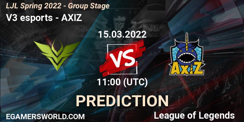 V3 esports - AXIZ: Maç tahminleri. 15.03.2022 at 11:00, LoL, LJL Spring 2022 - Group Stage