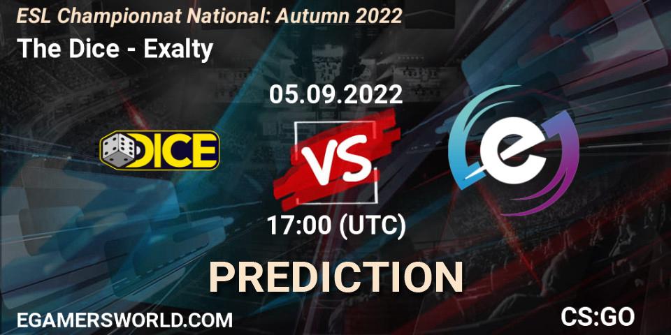 The Dice - Exalty: Maç tahminleri. 05.09.2022 at 17:00, Counter-Strike (CS2), ESL Championnat National: Autumn 2022
